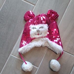 Toby Sequin/ Fur Polar Bear  Hat